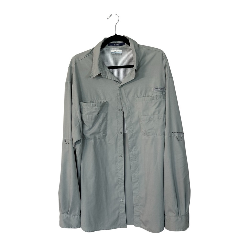Columbia Men’s Tamiami Long Sleeve Gray Button Up Front Fishing Shirt Sz XL GUC